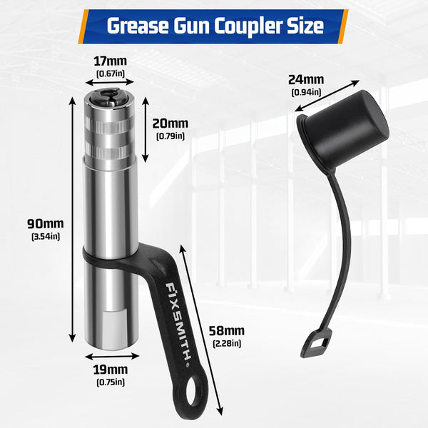 FIXSMITH Grease Gun Coupler, Heavy Duty Strong Quick Release Grease Gun Tips Locking, 10000 PSI High Pressure Locking Grease Gun Tips, Compatible