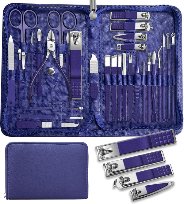 Manicure Set Personal Care Mens Grooming Kit, 30 in 1 Professional Manicure Kit Pedicure Kit, Nail Clippers for Men and Beauty Tool Portable Set,