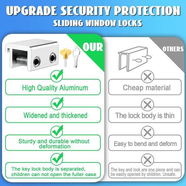 Sliding Window Locks (6 Sets), Window Locks for up and down Windows and Horizontal Windows, Window Security Bars, Window Security Lock with