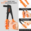 Meiwaltee Rivet Gun,Professional Pop Rivet Gun Kit with 200Pcs Rivets, 3/32"-1/8"-5/32"-3/16", Heavy Hand Riveter Kit Suitable for Metal Work,