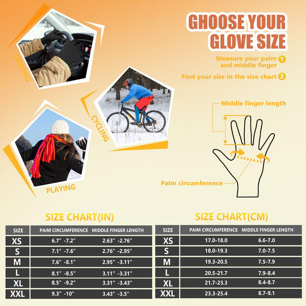 Ihuan Winter Waterproof Gloves for Men Women Snow Ski - Cold Weather for Running Cycling, Warm Thermal Touchscreen Finger