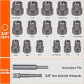THINKWORK Bolt Extractor Kit, 18-Piece Nut Extractor Socket Set, 3/8" Drive Rounded Bolt Remover, Lug Nut Removal Tool for Damaged, Rusted,