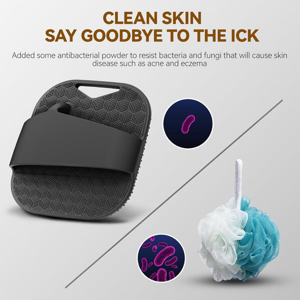 Zinc Infused Silicone Body Scrubber for Men, New Upgrade Deep Exfoliating Body Scrubber for Shower, Silicone Loofah Men for Sensitive Skin with