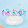 CIEHER Mermaid Crown Headband Seashell Crown for Little Mermaid Birthday Party Decorations, Mermaid Accessories Halloween Costumes Blue & Purple