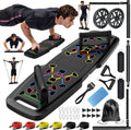 Push up Board,Home Gym,Portable Exercise Equipment,Pilates Bar and 20 Fitness Accessories with Resistance Bands and Ab Roller Wheel,Full Body