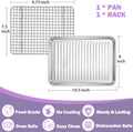 P&P CHEF Toaster Oven Pan with Wire Rack, Stainless Steel Baking Oven Sheet Tray, Bacon Pan and Cooling Rack for Cooking Roasting Cookie,