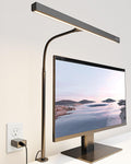 SUPERDANNY LED Desk Lamp for Office Home, Eye-Caring Desk Light with Adjustable Gooseneck, 12W Touch Control Dimmable Brightness, Architect Clamp