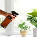 Amber Glass Spray Bottles,16Oz Large Refillable Spray Bottle for Cleaning, Essential Oils, Plant and Hair Care,Nozzle with Fine Mist and Stream