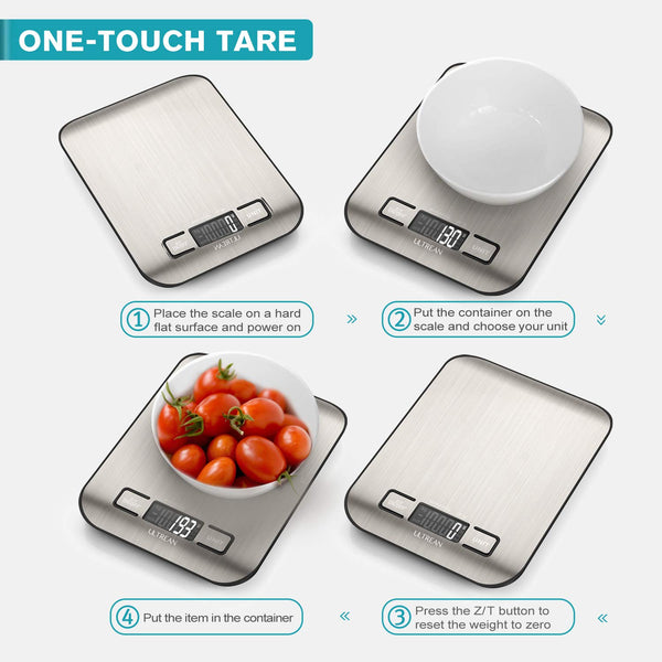Ultrean Food Scale, Digital Kitchen Scale with LCD Display, Weight Grams and Ounces for Baking Cooking and Meal Prep, 6 Units with Tare Function,