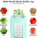64 Oz Glass Water Bottle with Straw and Handle, Half Gallon Sports Motivational Water Jug Flask with Silicone Sleeve, Large Water Cup with Time