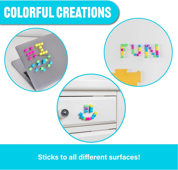 KOMARC GAMES Stickikubes, Mini Stacking Cubes That Stick to Anything, Non Toxic Kid Safe Sticky Blocks, Creative Construction Toy - 125 Cubes, 5