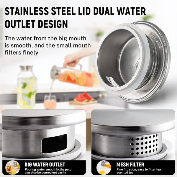 Netany 2 Pack 2 Liters/68 Oz Square Glass Pitcher with Lid and Handle for Fridge, Iced Tea and Coffee Carafe Beverage Serveware, Heat Resistant