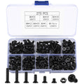 M4 Flat Head Machine Screws and Nuts Kit, 275 Pcs Black Countersunk Head Phillips Screws Bolts Hex Nuts Assortment Kit - M4 X 6Mm/ 10Mm/ 12Mm/
