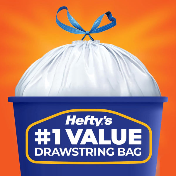 Hefty Strong 13 Gallon Trash Bags, Tall Kitchen Bags, Unscentedlarge Bags with Drawstrings, Durable Closure, Resists Leaks, Punctures, and Tears,