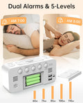 RGB Digital Mirror Alarm Clock, 15 Dynamic Color & 7" Large Screen, 7-Color Night Light, 2 USB Charger, 2 Loud Alarm,4 Dimmable Level,Battery