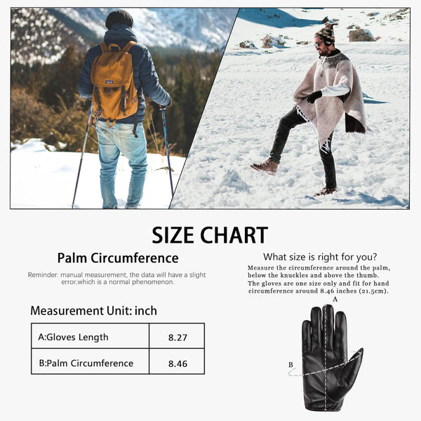 Long Keeper Men Leather Touchscreen Gloves Winter Driving Warm Wrist Gloves