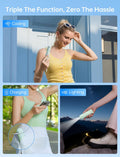 JISULIFE Handheld Mini Fan, 3 in 1 USB Rechargeable Portable Fan [12-19 Working Hours] with Power Bank, Flashlight, Pocket Design for