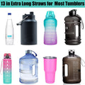 ALINK 12-Pack Reusable Plastic Clear Straws, 13 Inch Extra Long Tumbler Straws for Stanley Cups, 1 Gallon, 64 Oz 40 Oz 32 Oz Water Bottles, plus