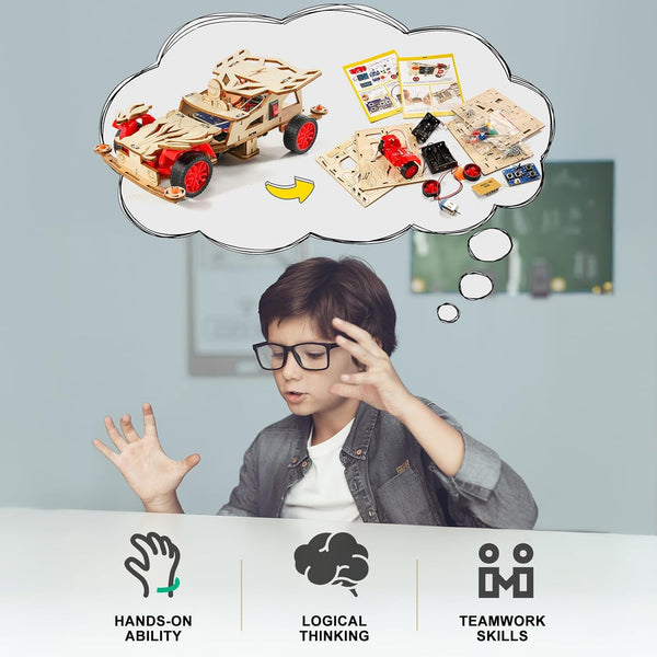 STEM Kits for Kids Ages 8-10, Remote Control Car Model Building Kit for Boys 8-12, Wooden 3D Puzzles 8-13, Wood Science Crafts Projects, STEM Toys