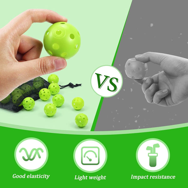 Plastic Golf Balls Practice Limited Flight Golf Training Ball Hollow Swing Practice Indoor Golf Balls with Mesh Drawstring Bag for Backyard