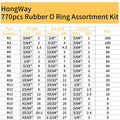 Hongway 770Pcs Rubber O Ring Assortment Kits 18 Sizes Sealing NBR Gasket Washers for Car Auto Vehicle Repair, Professional Plumbing, Air or Gas