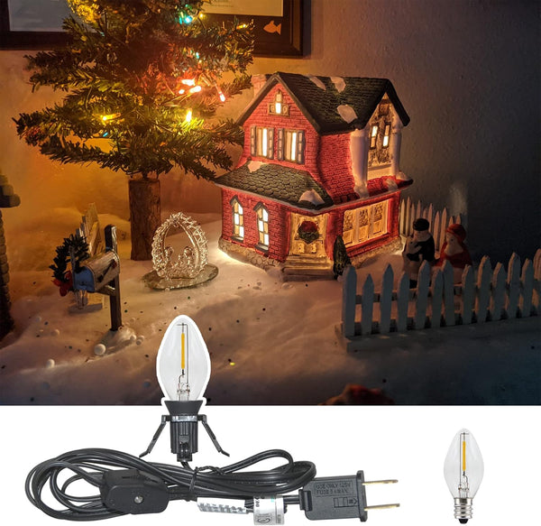 Set of 4 Accessory Cord with C7 LED Lights, Single Light with 4 LED Light Bulb, 6FT C7 Socket Clip Lights with On/Off Switch Plugs Perfect for