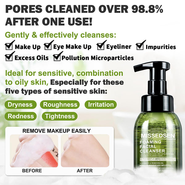 Hydrating Foam Cleanser | Makeup Remover & Gentle Face Wash for Normal to Dry, Sensitive Skin | No Fragrance, Non-Comedogenic, No Oil, No Soap