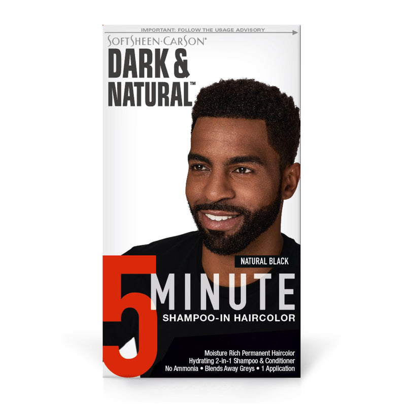 Softsheen-Carson Dark & Natural Hair Color for Men 5 Minutes, Natural Looking Gray Coverage for up to 6 Weeks, Shampoo-In Permanent Hair Dye, Jet