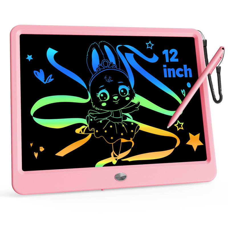 KOKODI 12 Inch LCD Writing Tablet with Anti-Lost Stylus, Erasable Doodle Board Colorful Toddler Drawing Pad, Car Travel School Games Toys for 3 4