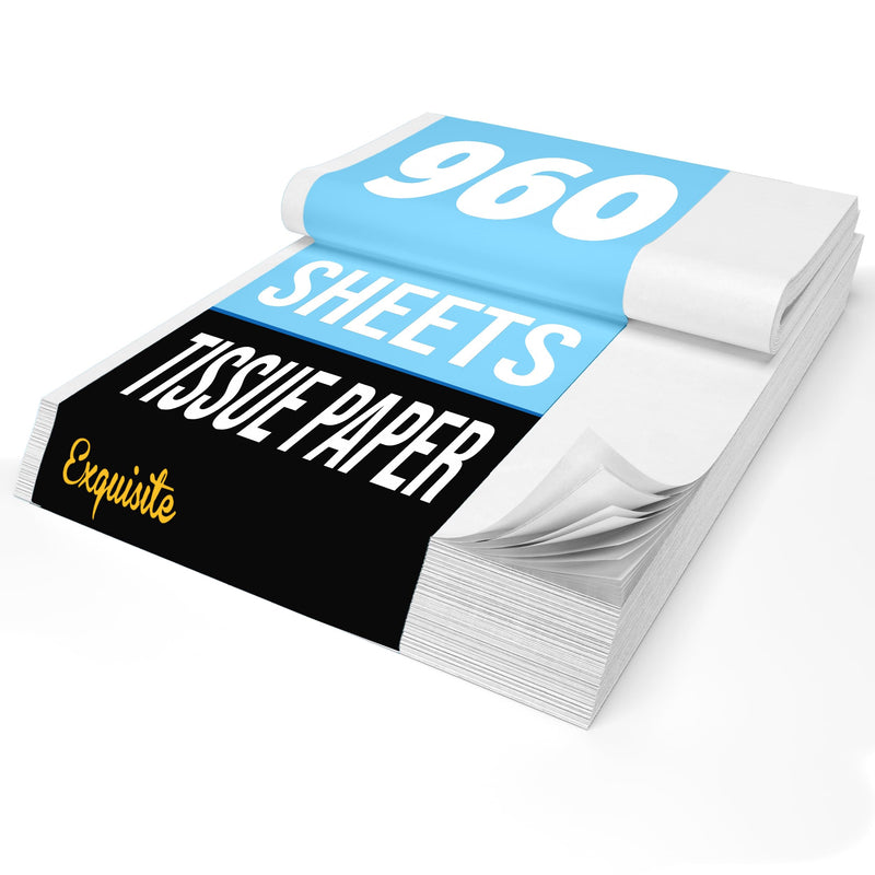White Tissue Paper for Gift Bags, White Tissue Paper Bulk - 960 Sheets 15" X 20" 10Lb Newsprint for Packing, Birthday Gift Box Filler, Packing