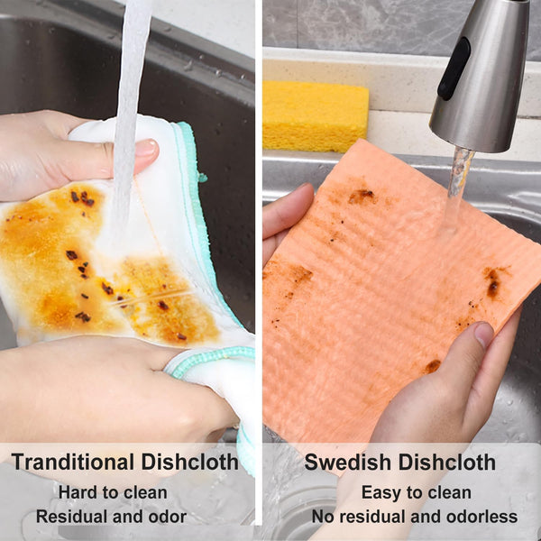 MEUUT 12 Packs Swedish Dishcloths and Kitchen Sponges for Cleaning, Reusable Absorbent Compressed Cellulose Cleaning Sponge Dish Clothes for