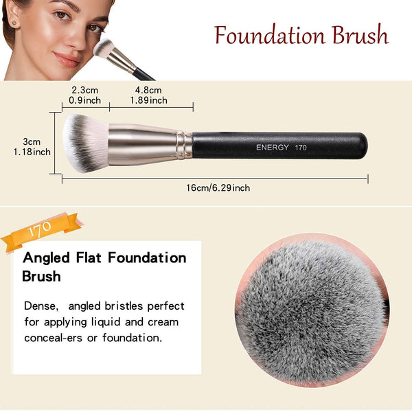 ENERGY under Eye Concealer Brush Small Foundation Brush for Liquid Cream Powder Makeup Blending Concealing Setting Soft Dense Vegan Full Coverage
