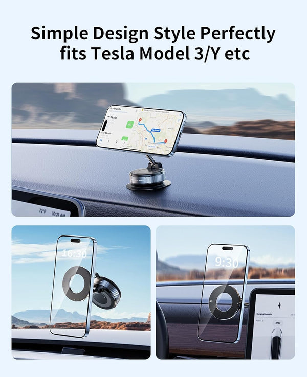 Vacuum Magnetic Phone Holder for Car,Suction Cup Phone Mount,Foldable Vacuum Magnetic Phones Stand,Magnet Car Mount for All Smartphones & All