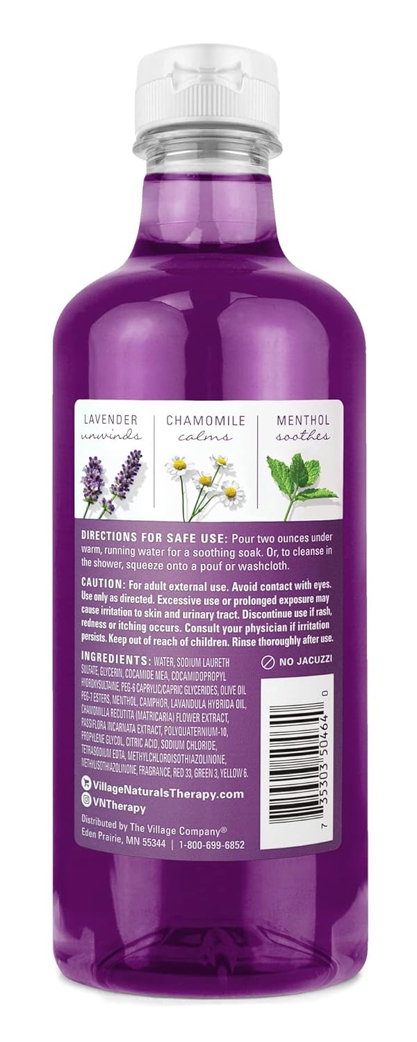 Village Naturals Therapy, Foaming Bath Oil and Body Wash, Nighttime Relief, 16 Oz, Pack of 2
