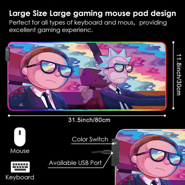 RGB Mouse Pad LED Light Gaming Mouse Pad with Rubber Base Colorful Computer Carpet Desk Mat for PC Laptop (31.5 11.8 Inch) (80X30 Rgmomo)
