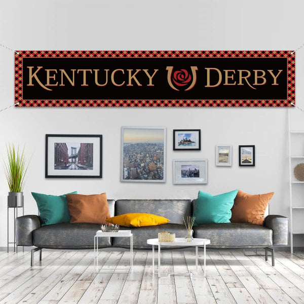 Kentucky Fence Banner Run for the Roses Horse Racing Themed Party Photo Booth Backdrop Outdoor Decoration