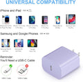 [2 Pack] Iphone 15 14 13 12 11 Charger Block, USB C Wall Charger 20W PD Power Adapter for Iphone 15/15Pro/15Pro Max/15Plus/14/13/12/11/X, Ipad-Purple