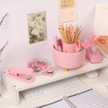 SKYDUE Pink Desk Accessories 10Pcs, 360-Degree Rotating Pen Holder, Stapler, Staple Remover, Tape Dispenser,2Pcs Tape Refills, Binder Paper Clips