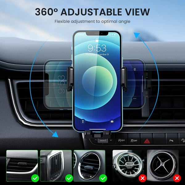 Qifutan Phone Mount for Car Vent [Upgraded Metal Clip] Cell Phone Holder Car Hands Free Cradle in Vehicle Car Phone Holder Mount for Smartphone,