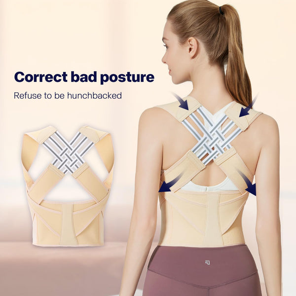 Back Brace Posture Corrector for Women and Men,Instant Posture Corrector Adjustable Back Full Support Straightene Beige