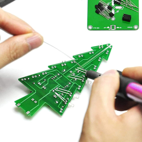 3D Xmas Christmas Tree DIY Model Assemble Kit with 7 Color Flashing RGB LED Circuit Funny Electronic Science Experiment Kit STEM Project PCB Board