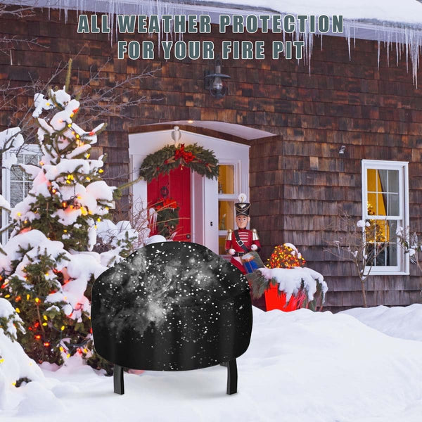 Fire Pit Cover Heavy Duty 420D Waterproof round Fire Pit Bowl Cover with Thick PVC Coating Drawstring, 38 Inch Black