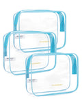 BAGSMART Clear Toiletry Bag, 3 Packs TSA Approved Water-Resistant Quart Size Travel Organizer, Airport Airline Travel Essential Carry-On Makeup
