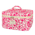 Rose Red Large Quilted Floral Makeup Bag Cute Soft Coquette Aesthetic Cosmetic Bag Cotton Travel Toiletry Bag for Women