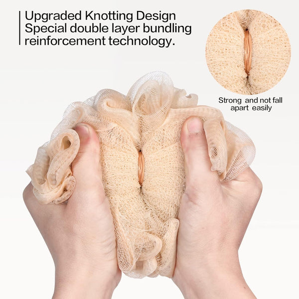 Fishent Bath Loofah Sponge, 3 Pack Loofahs Exfoliating Body Scrubber, 60G Soft Mesh Pouf Shower Puffs, Loofa for Women and Men