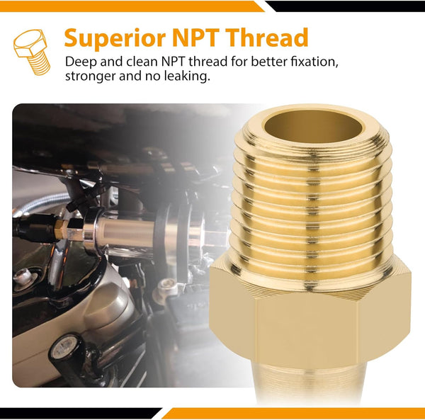 KOOTANS 4Pcs Brass Hose Barb Fittings 5/16" Hose Barb to 1/8 NPT Male Thread Air Hose Fittings Brass Quick Coupler Air M Type Adapter Connector