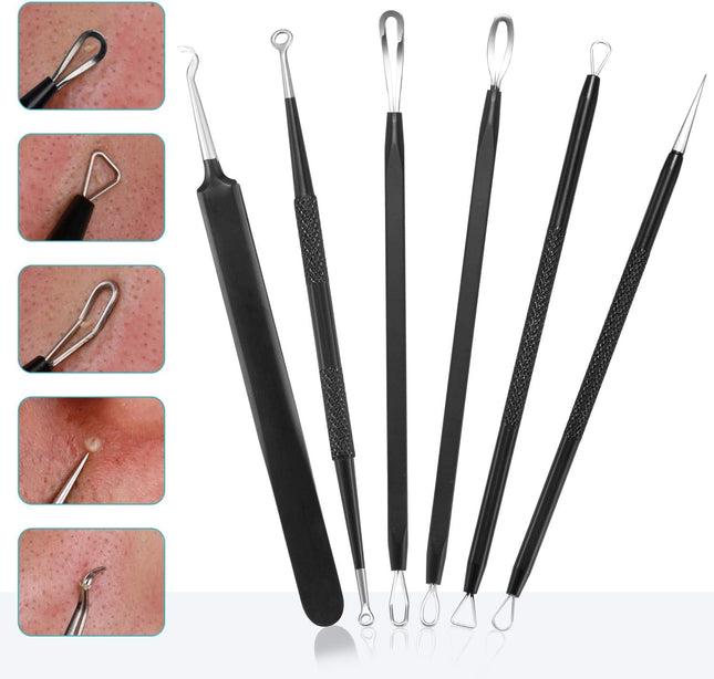 Blackhead Remover Pimple Popper Tool Kit - (6 Piece Kit) - Professional Stainless Pimples Comedone Extractor Removal Too