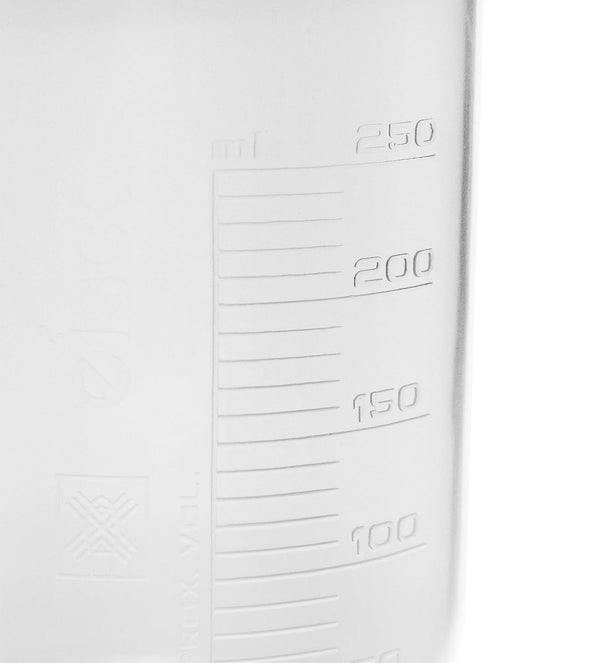 EISCO Plastic Beaker, 250Ml - Polypropylene Plastic - Raised Graduations, Tapered Spout - Euro Design