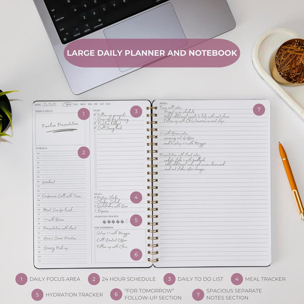 Undated Daily Planner | 8.25â X 11.75â to Do List Notebook | Work Productivity ADHD Organizer | Men and Women Planner | College Supplies |