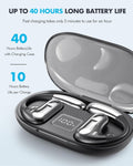 Open Ear Bluetooth 5.4 Headphones, 40Hrs Sport Earbuds, Stereo Deep Bass Sports Ear Buds Built in Mic, LED Display Charging Case, IPX7 Waterproof